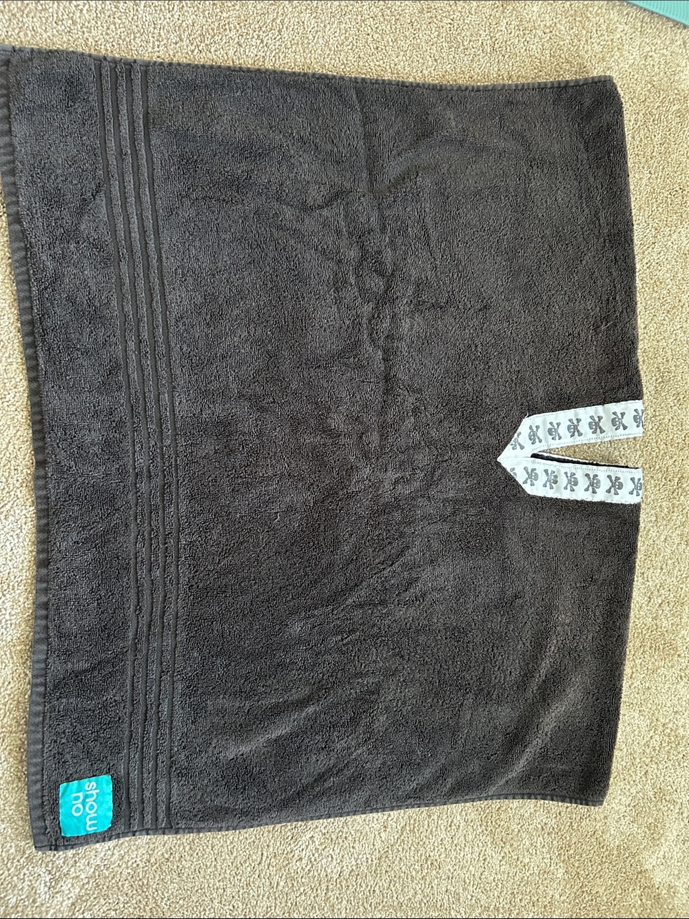 Black Beach/Pool Towel with Logo Tab